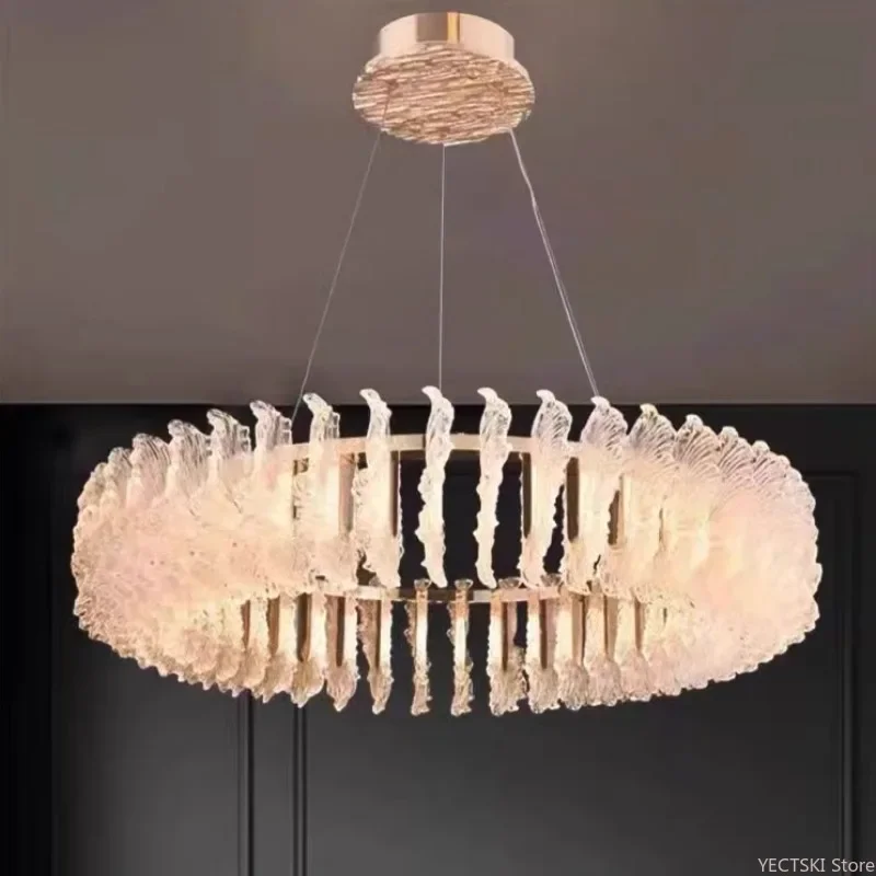 GHJUYIOL French luxury crystal living room chandelier, bedroom dining room ceiling light, high-end villa chandelier