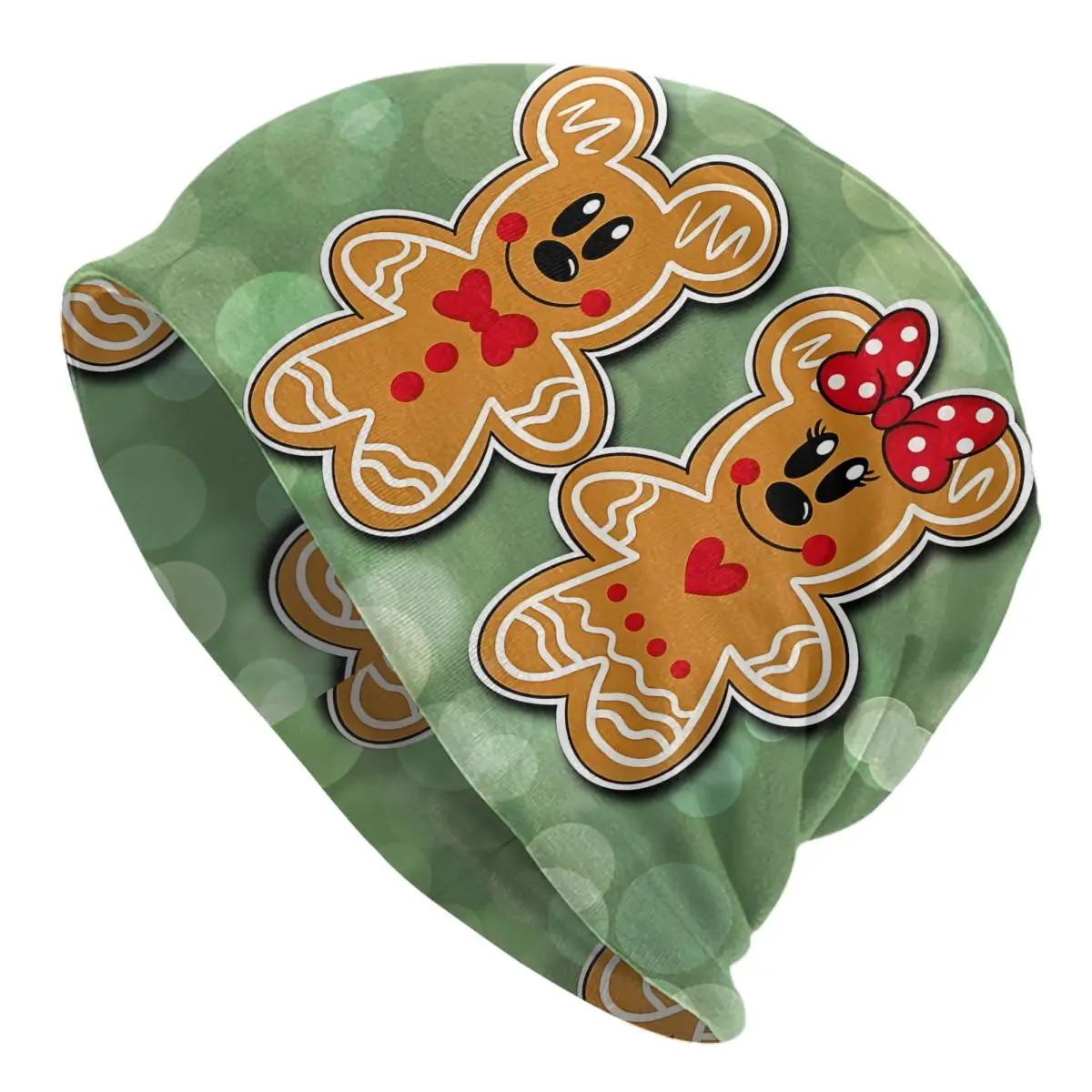 Christmas Gingerbread Men Women Thin Beanies Outdoor Ski Cap Double Layer Fabric Bonnet Hat