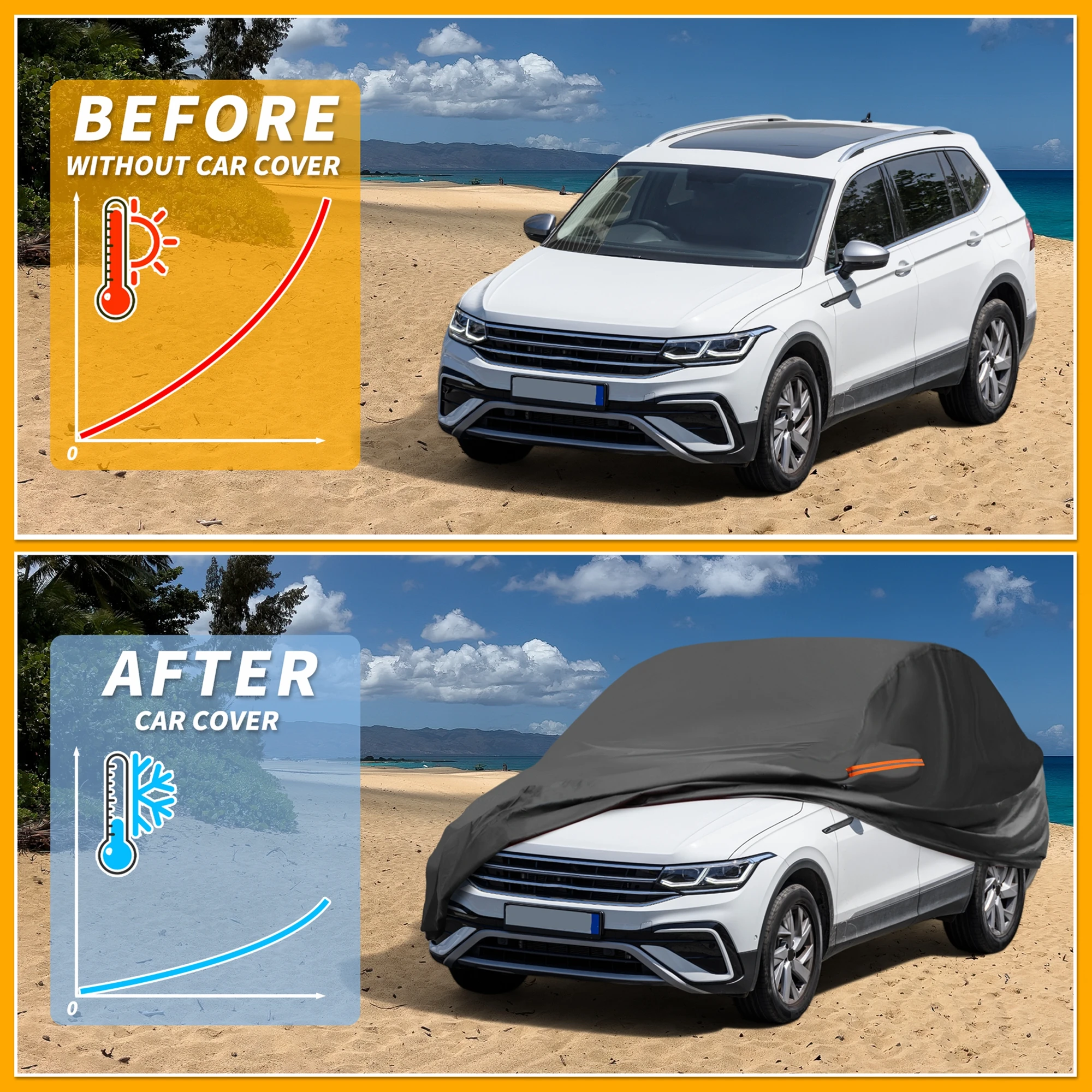 Uxcell Cubierta de coche impermeable para todo tipo de clima para Volkswagen Tiguan Swb 2017-2024 210D-Pu