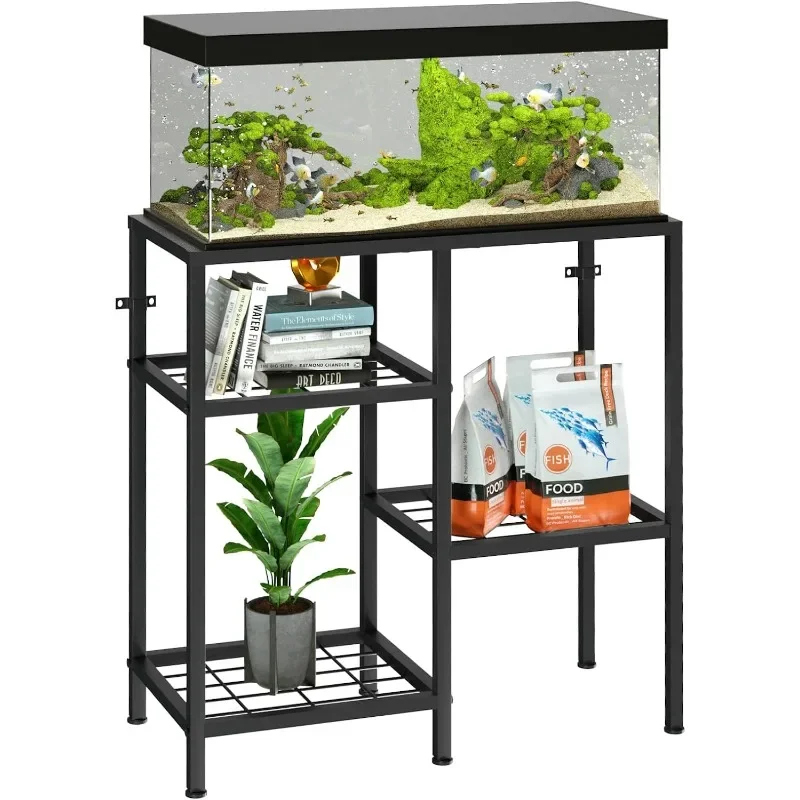 Fish Tank Stand 20 Gallon Aquarium Stand Aquarium Turtle Tank Reptile Tank Stand with 3-Tier Small Metal Shelf