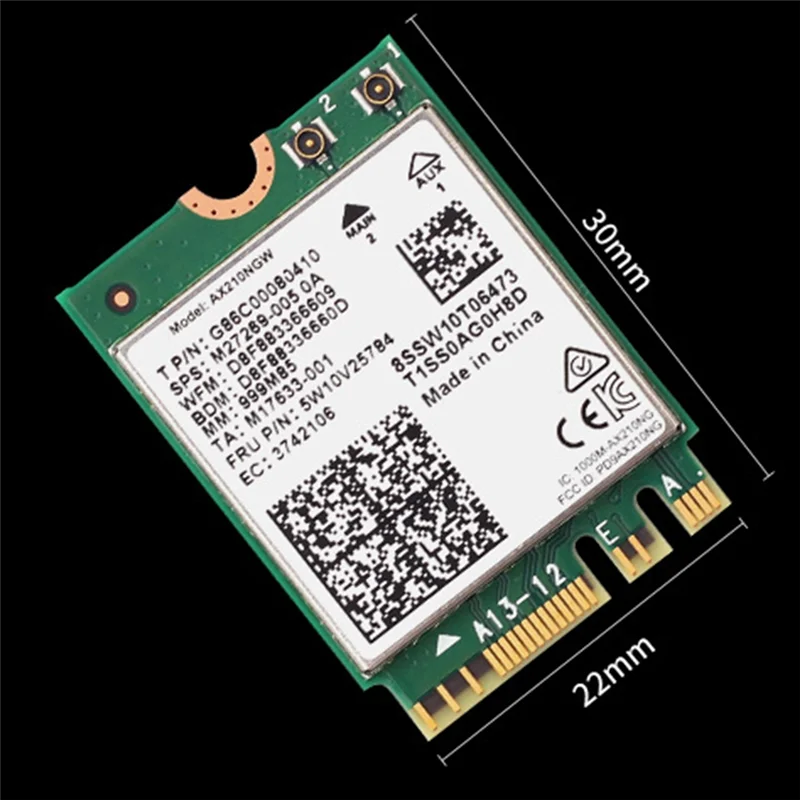 

Exquisite-AX210NGW Wi-Fi 6E карта + антенна Bluetooth 5,3 2,4G/5G/6Ghz трехдиапазонный беспроводной сетевой адаптер 5374 Мбит/с для ноутбука
