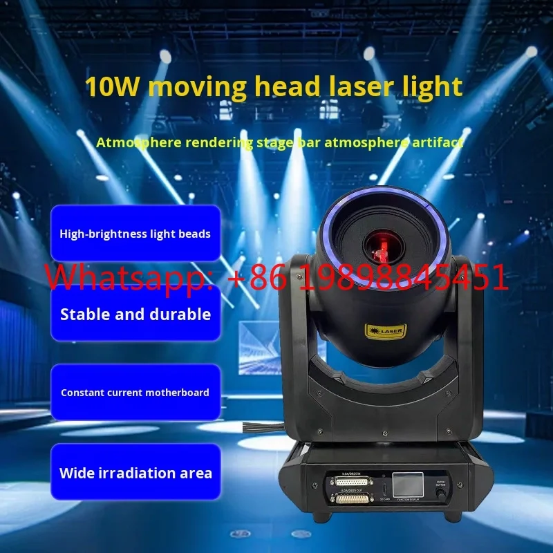 10W RGB 6000K Moving Head Laser Light Bar IP33 Aluminum DMX512 Rotating Stage Light for Nightclub Wedding