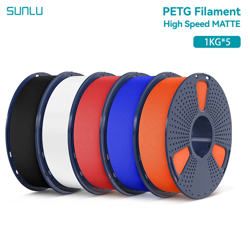 SUNLU 5 kg Hochgeschwindigkeits-Matt-PETG-Filament, 1,75 mm, 1000 g Spule (2,2 lbs), Hochgeschwindigkeits-Druckfilament, passend für die meisten FDM-Drucker
