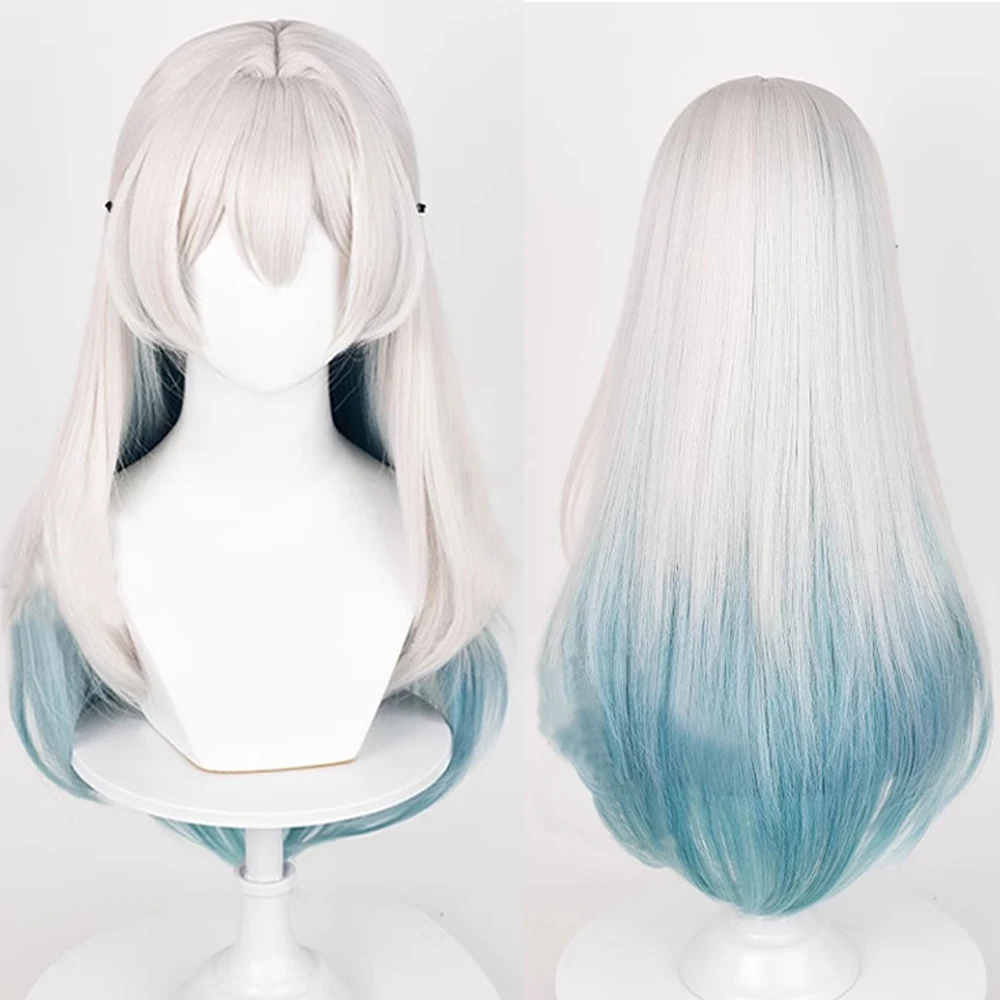 Honkai Star Rail Firefly Wig Synthetic Long Ombre Grey Green Blend Game Cosplay Women Hair Wig For Party