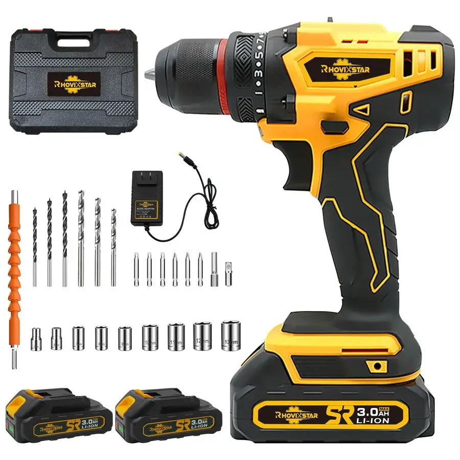 

Cordless Drill Set with Battery And Charger,Power Drill Tool Set 20v,3 8Inch Keyless Chuck,Variable Speed Equipped with two bat