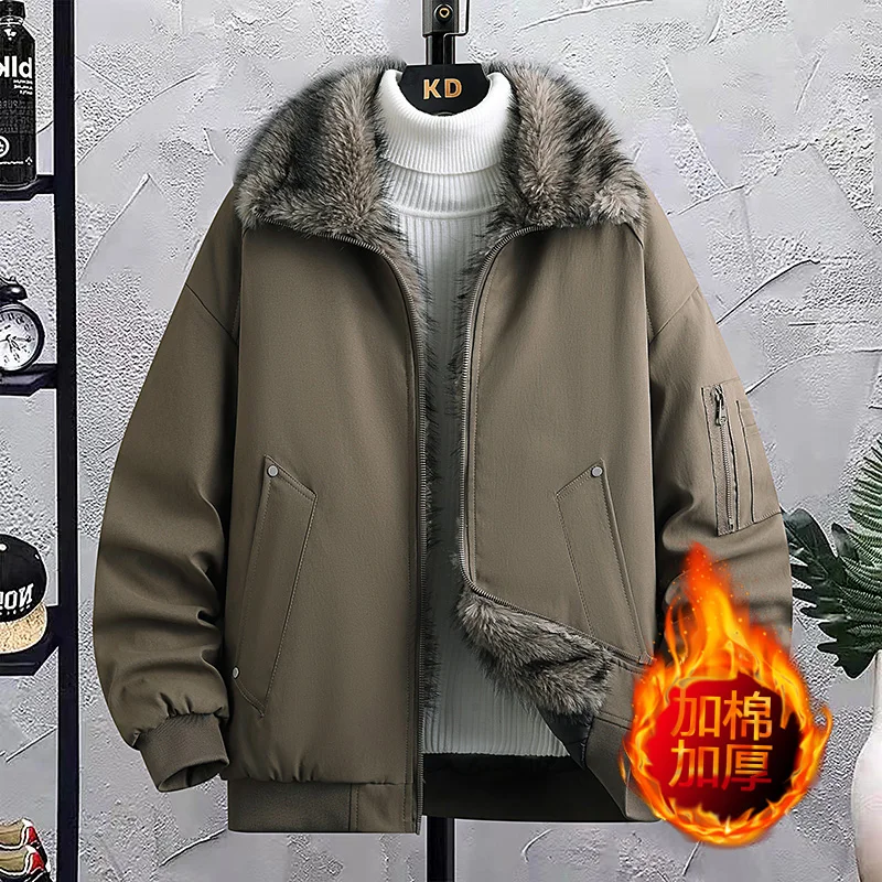 

2025 new Men's winter jacket fashion Down cotton jacket Men Thick Warm shearling Windproof Mens fashion Parka cotton jacket