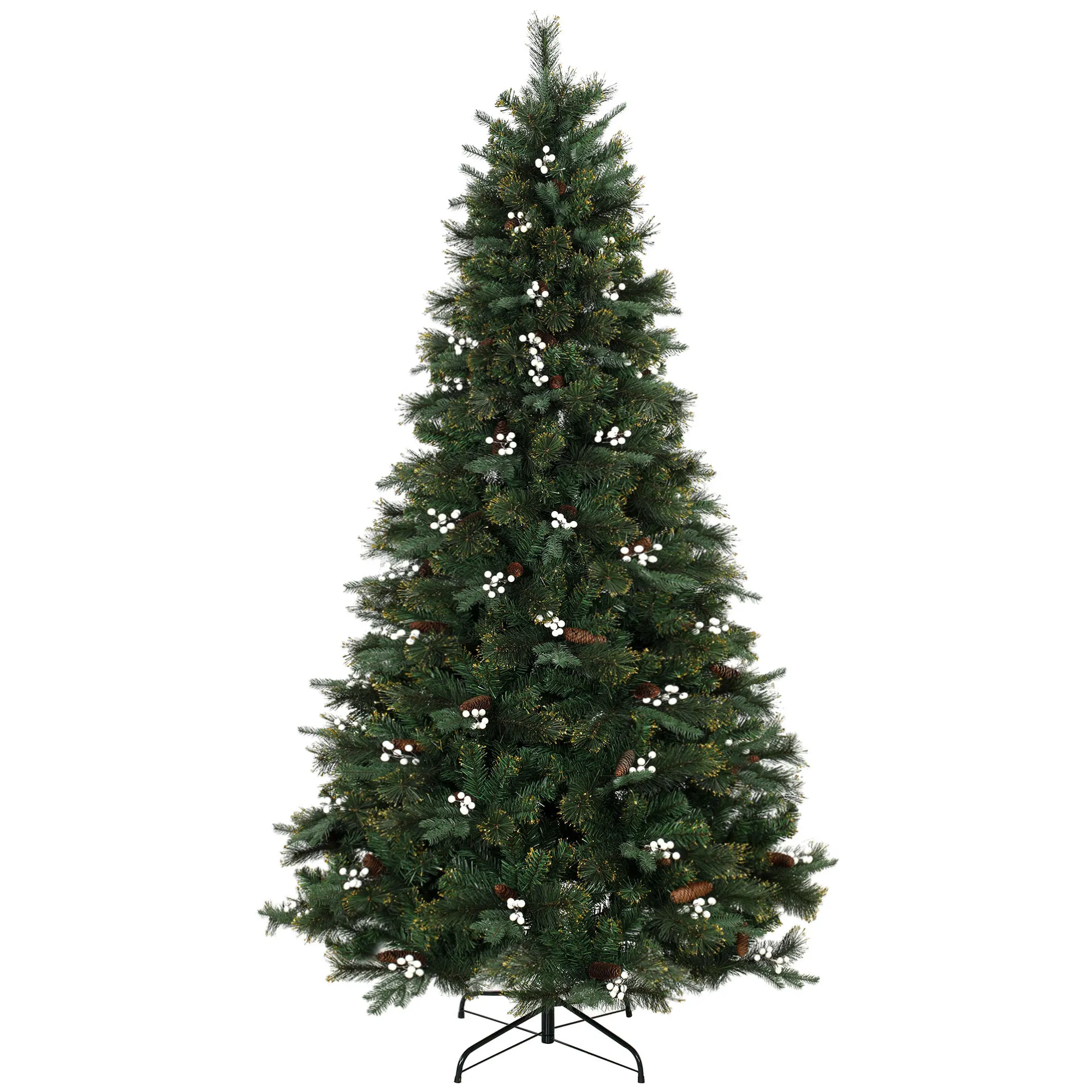 Homcom kerstboom, 220 cm, met 1116 takken en een inklapbare metalen voet, groen.