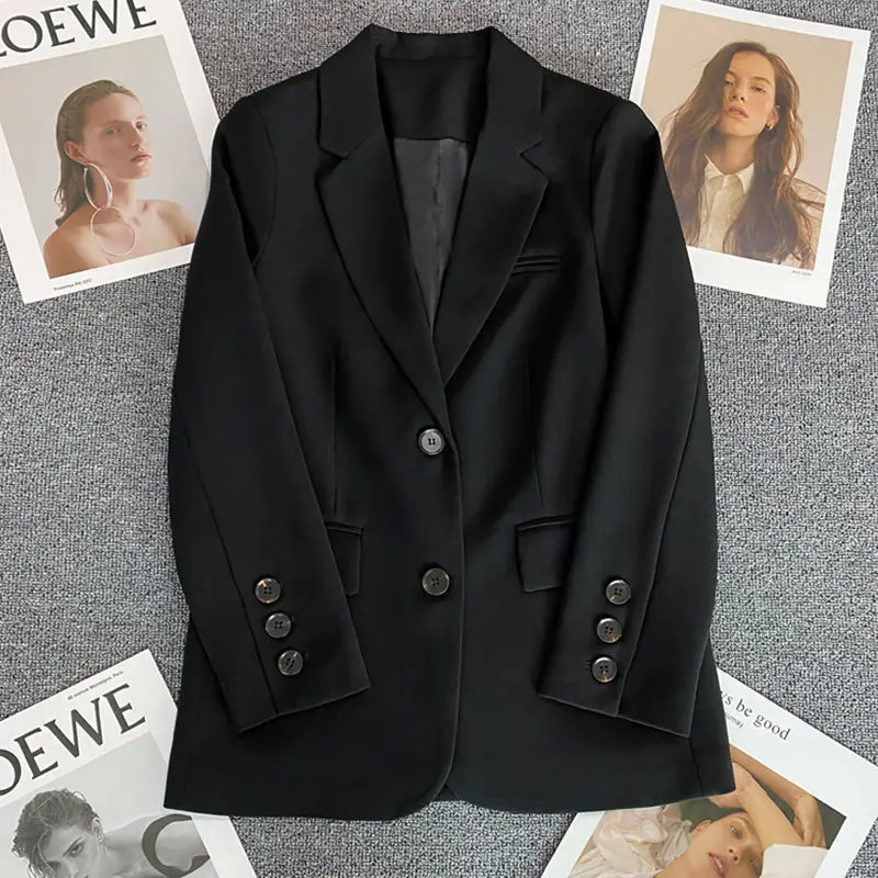 Khaki Blazer Women 2022 Trendy Casual Elegant Office Suit Jacket Spring Autumn Street Style