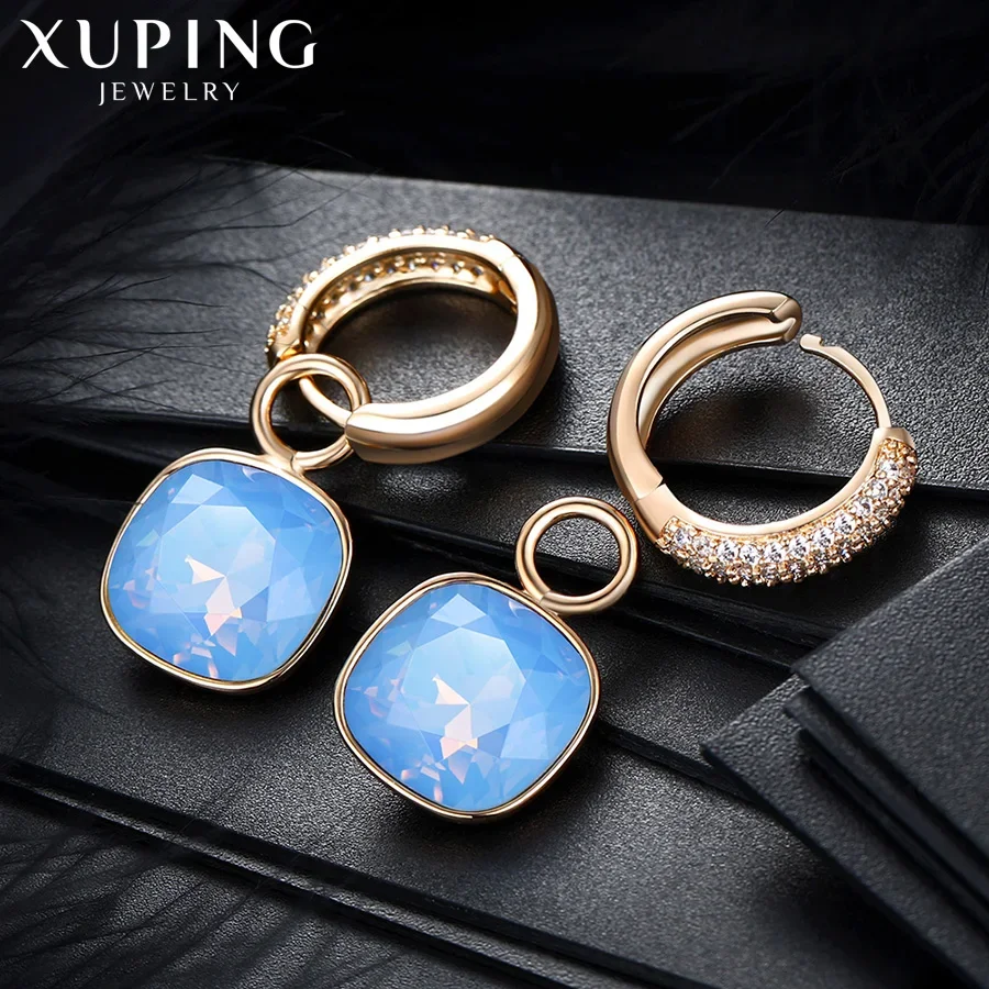 Xuping Jewelry Charm Square Shaped Luxury Exquisite Gold Plated Crystal Earring for Women Gift A00606258