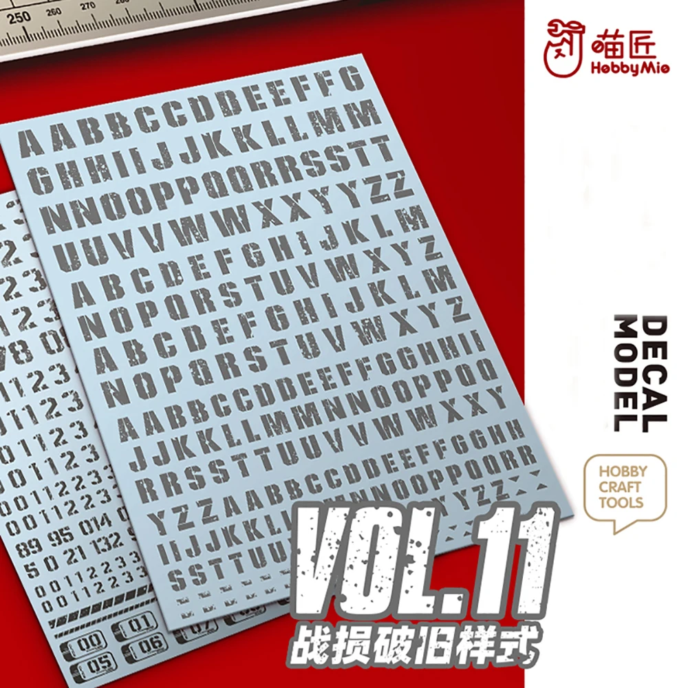 Hobby Mio VOL11 Model Decal Water Transfer Sticker Battle Damaged Old Style Water Decals Alphabet Numbers Symbol Model Decal