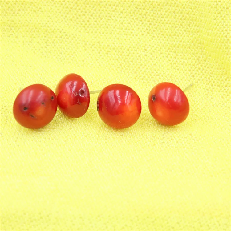 ZFSILVER Fashion Nature Red Sea Bamboo Coral Earrings Silver 925 Whith Hole Black Point For Women Girl Charm Jewelry Party Gift