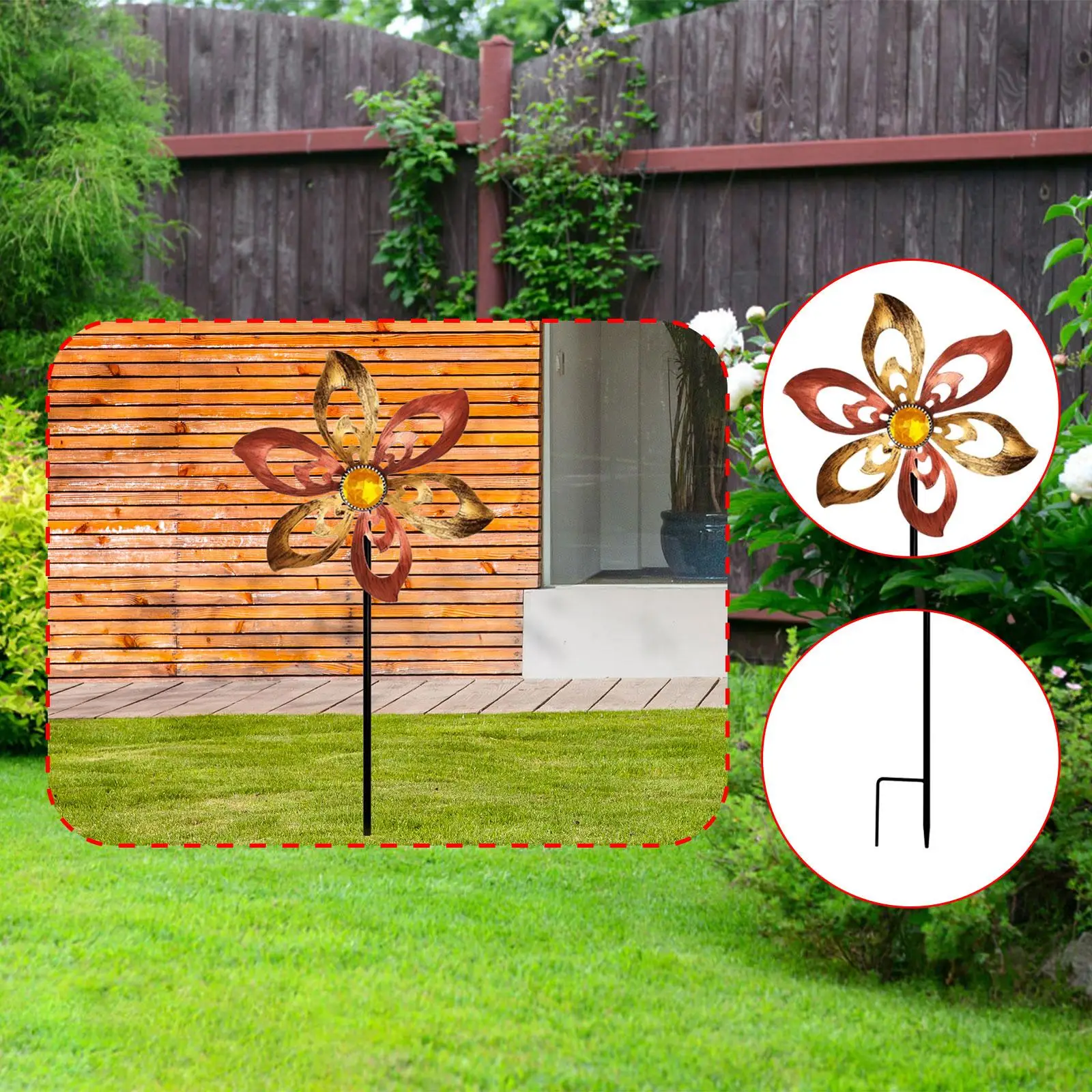 

Outdoor Wind Spinner Rustic Sturdy Fashion Garden Stake Wind Sculpture Metal