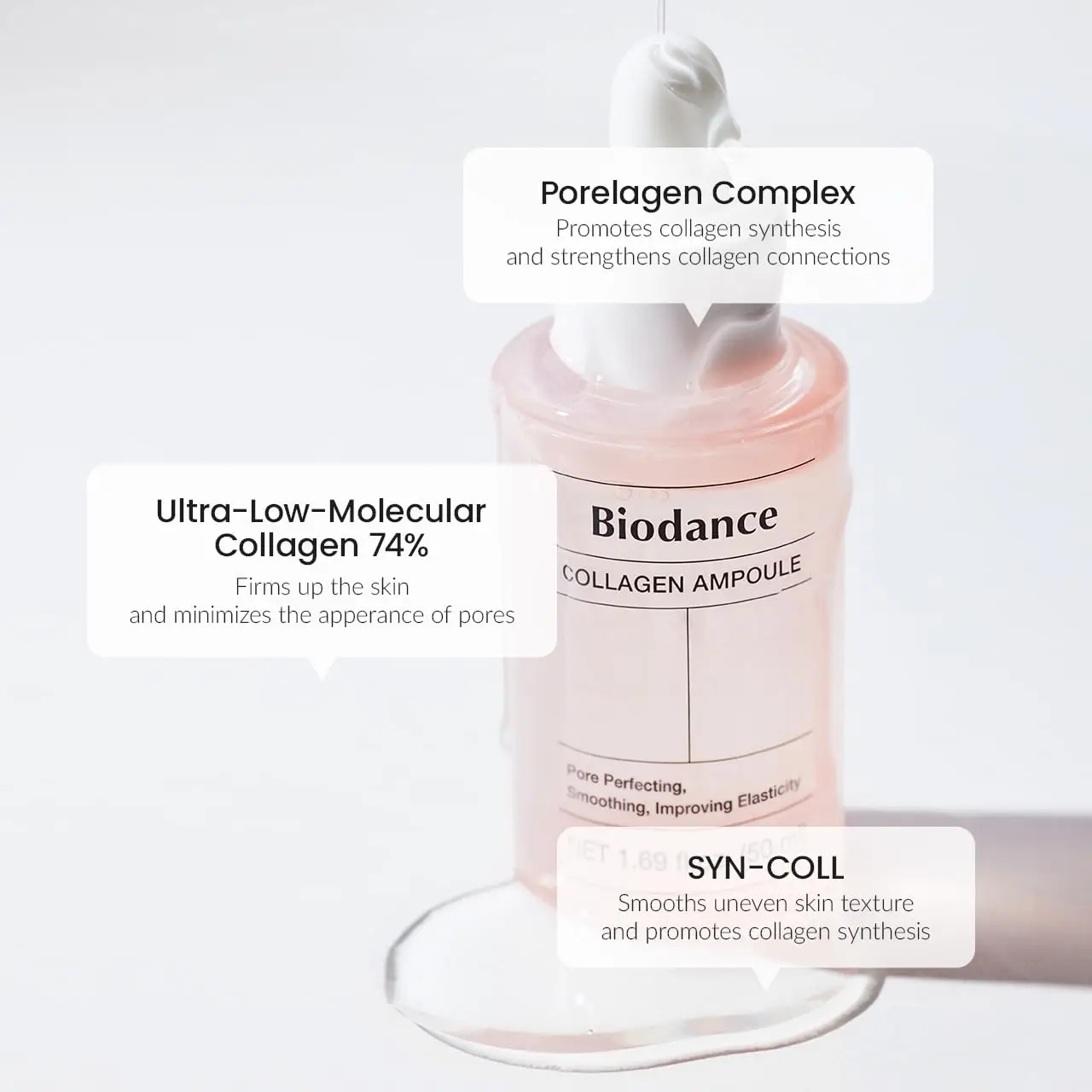 مصل الكولاجين الكوري Biodance Ampoule لتحسين الوجه وشد المسام وسيروم الوجه المضاد للشيخوخة