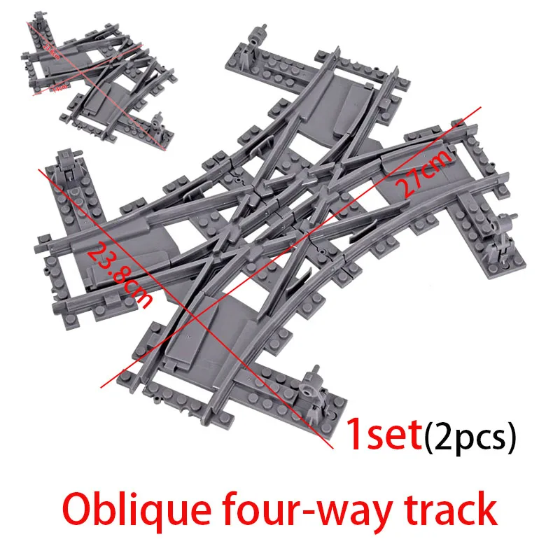 Stad Treinen Links en Rechts Punten Flexibele Schakelaar Spoorwegovergang Tracks Rails Gevorkte Rechte Gebogen Bouwsteen Bakstenen Speelgoed