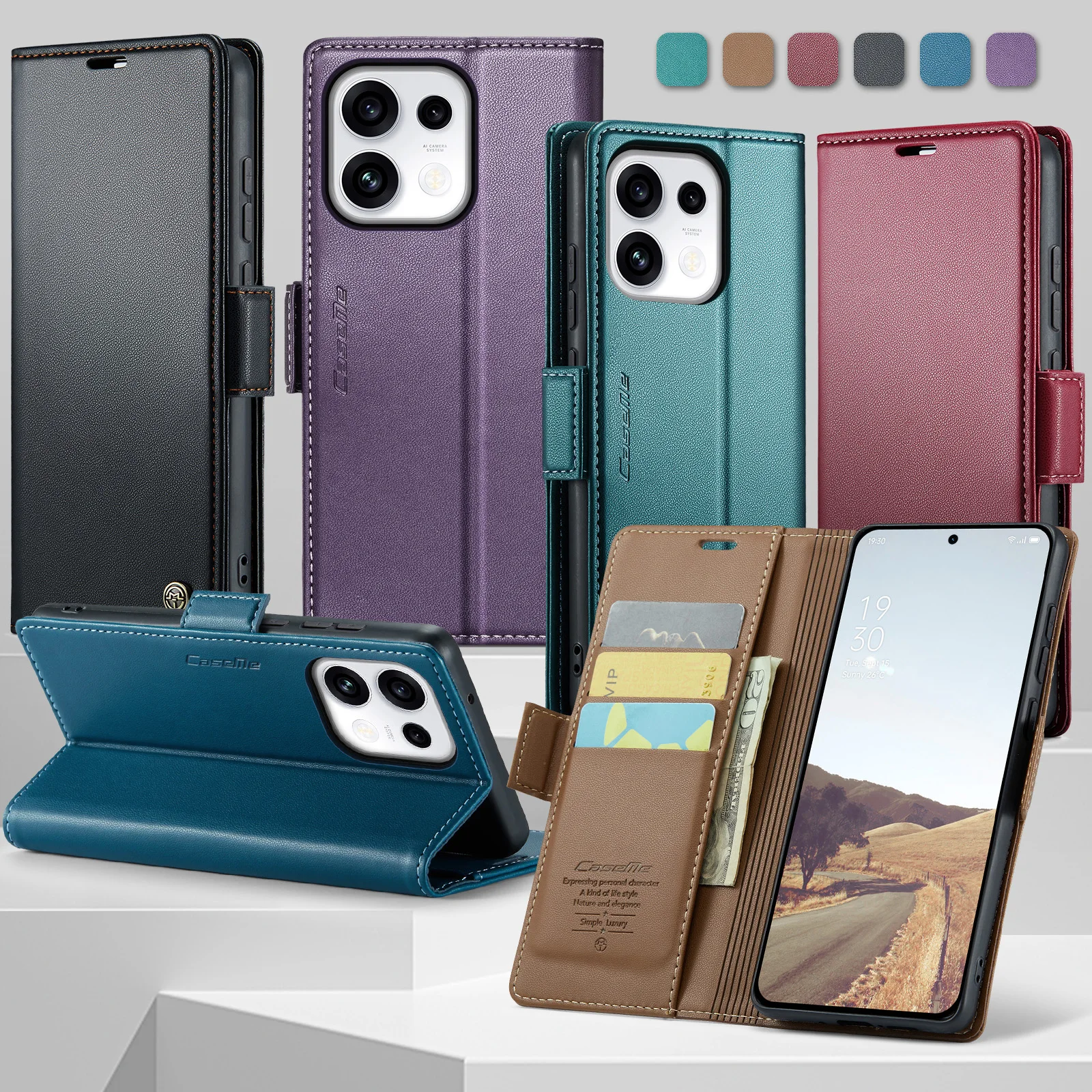CaseMe Luxury Magnetic PU Leather Case For OPPO Reno 16 Pro Reno16 FS Reno16 F Shockproof Card Holder Pocket Cover For Reno16Pro