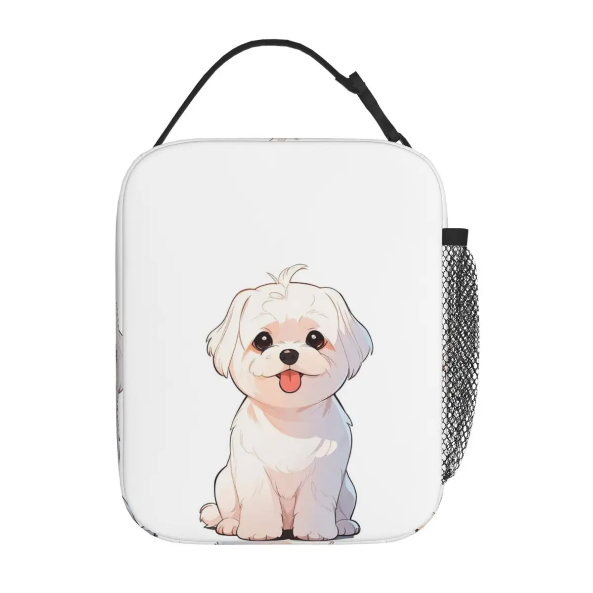 Cartoon Style Cute Maltese Dog Insulated Lunch Bag for Kids School Cooler Thermal Food Box Tote Portable Lunch Boxes Container