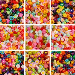 100Pcs/Lot 6/8mm Colorful Cute Resin Mixed Flowers Fillings Materials for DIY Epoxy Resin Mold Nail Art Decor Crafts Accessories