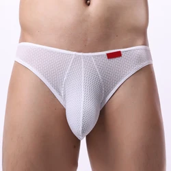 1pc Sexy Men's Low Waist Bulge Pouch Underwear Contrast Color Briefs Shorts Man Breathable Underpants Panties