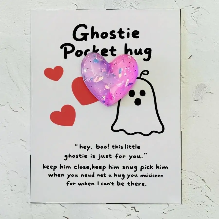 1/5/10/20/50/100pcs  Acrylic Resin Cute Heart Dog Pocket Hugs, Mini Decorative Animal Encouragement Cards for Family, Friends, a
