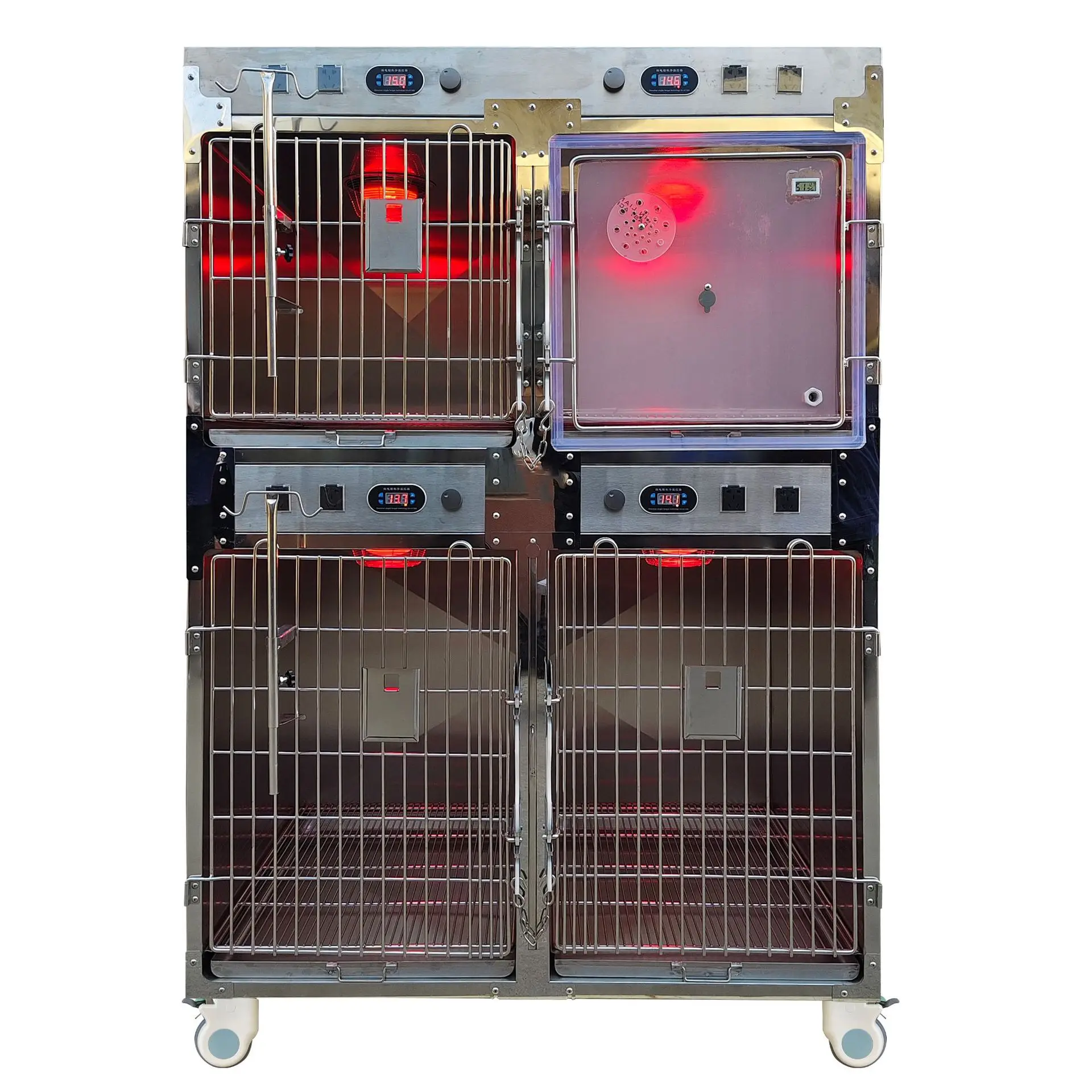 Infrared Insulation Oxygen Chamber Rabbit Cage Stainless Steel Veterinary Equipment Diagnosis Injection AC 110-220V Applicable