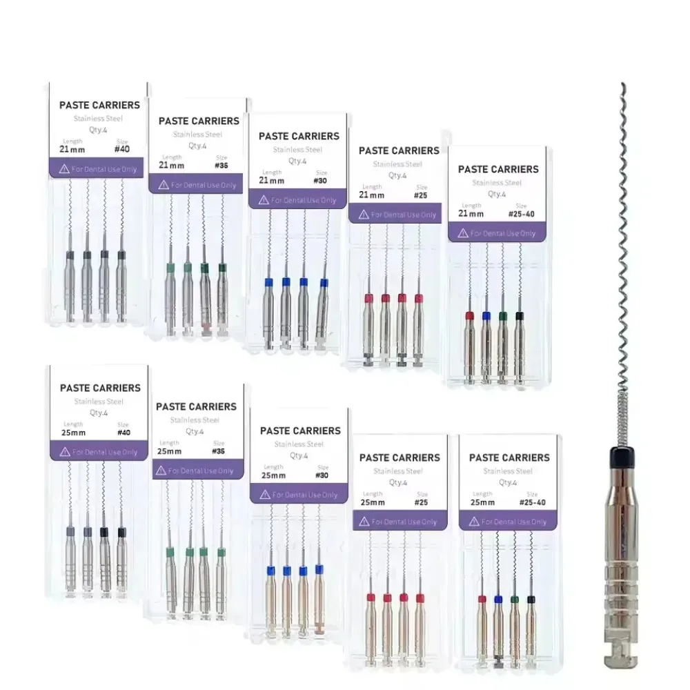 4pcs/pack 21/25mm Dental Lentulo Paste Carriers Endodontic Reamers Drill Burs Endo Files Dentist Materials Instrument