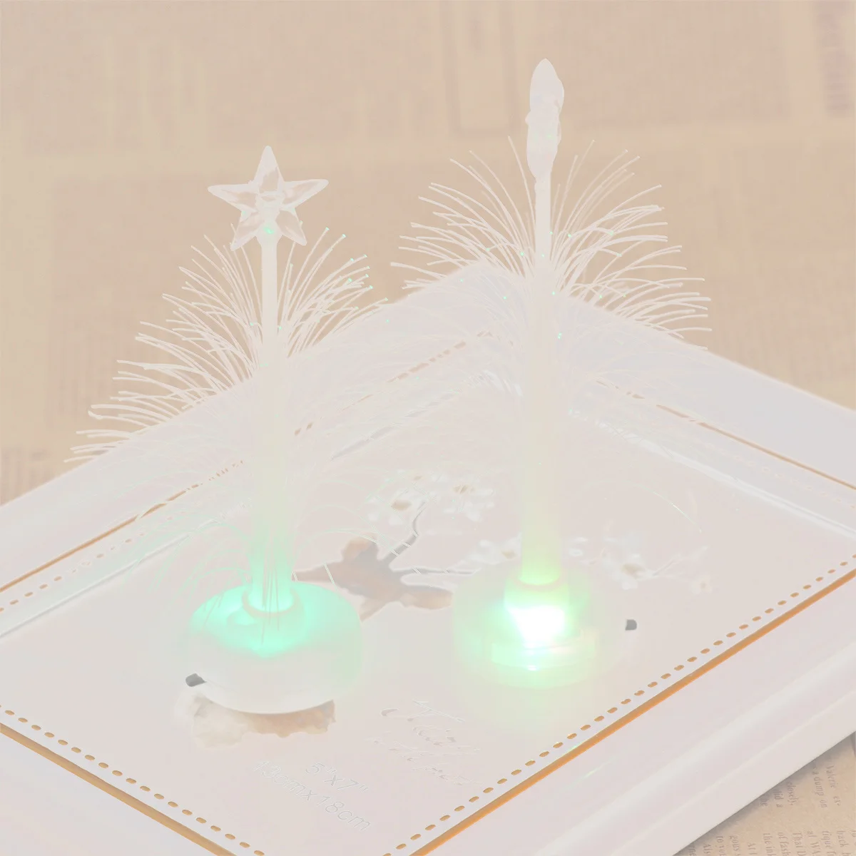 4 pièces LED arbre de noël veilleuse lampe de bureau décor de fête lumière en Fiber optique pour magasin à domicile inclus