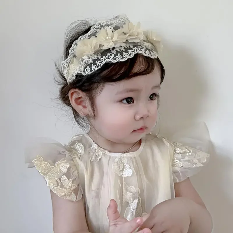 

White Flower Hair Bands for Baby Girls Sweet Girls Headwear Vintage Floral Toddler Headband Kids Hair Accessory