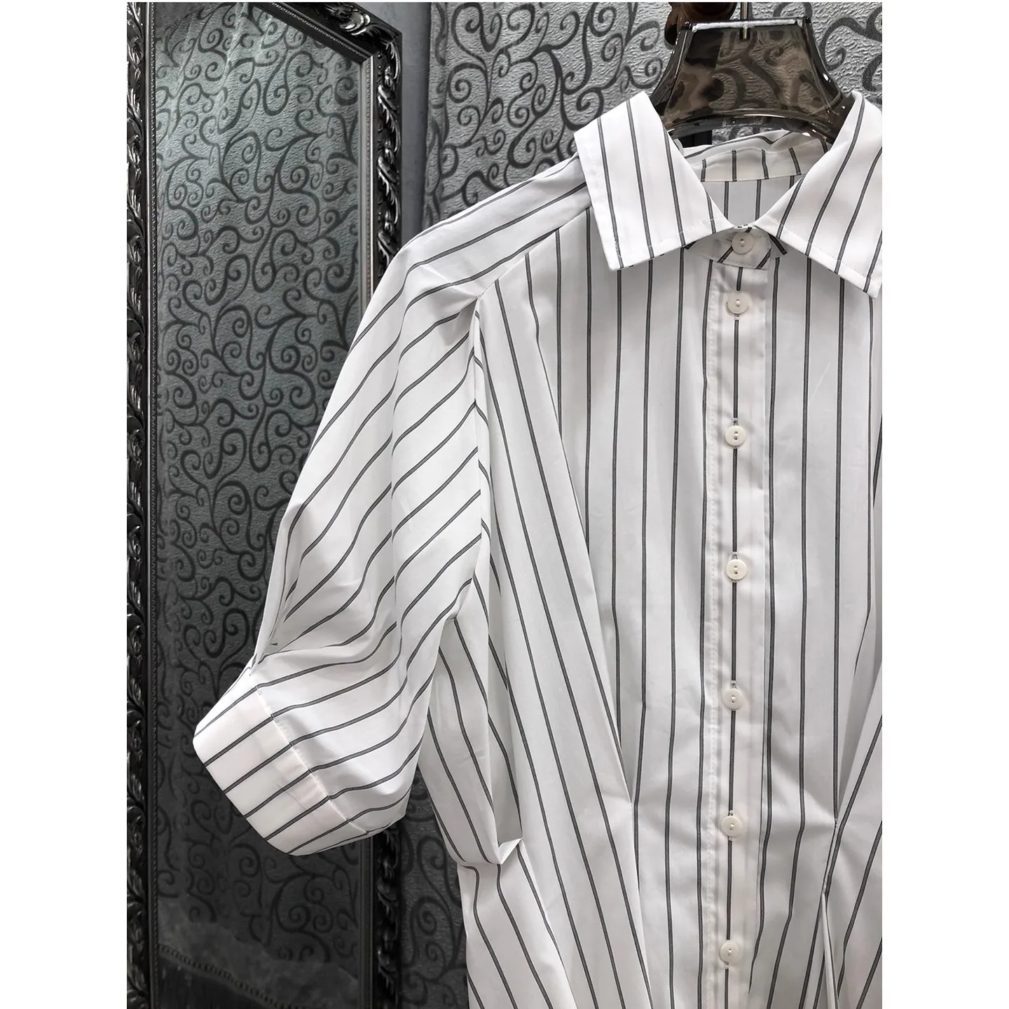 High Quality New Women's Shirt 2025 Autumn Lady Sequined Embroidery Single Button Long Sleeve Casual Loose White Shirt Female