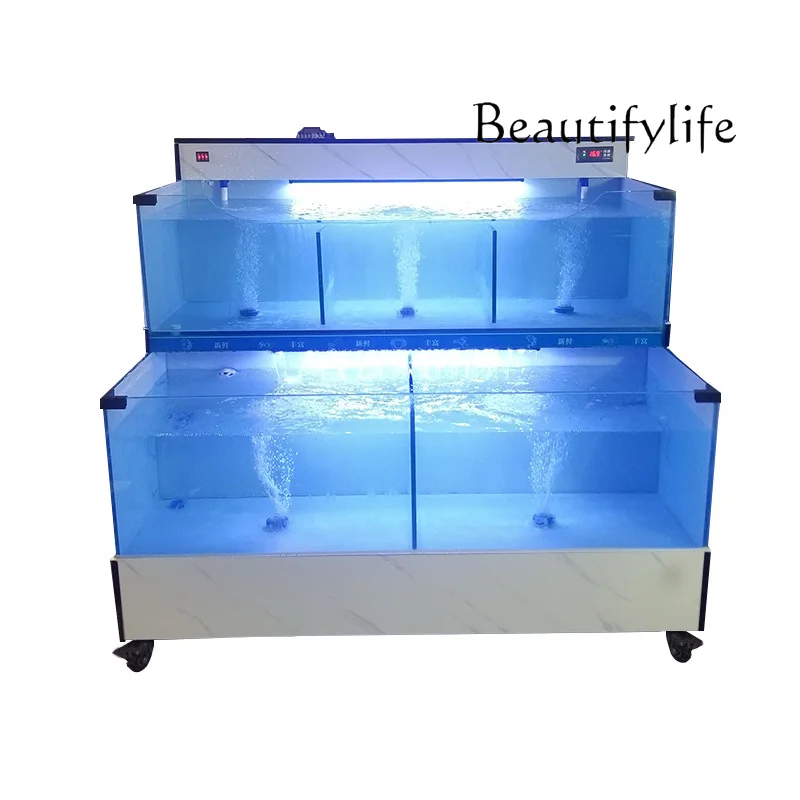 

Customized Restaurant Supermarket Fish Tank Commercial Seafood Pool Refrigerator Integrated Mobile Aquatic Shellfish Pool