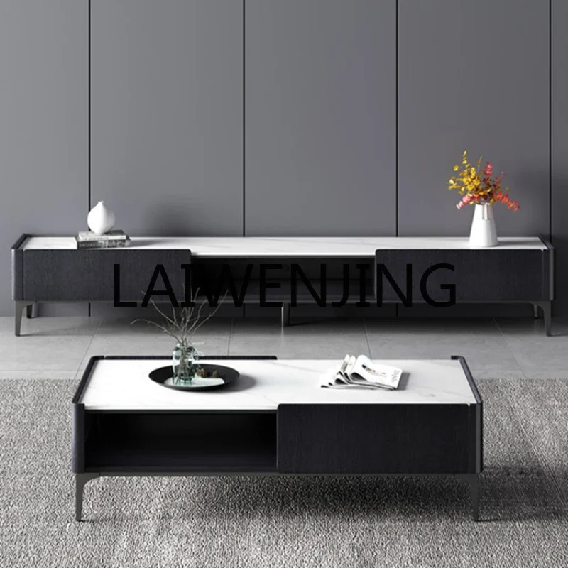 Italian rock slab TV cabinet coffee table combination Nordic light luxury living room complete simple TV cabinet