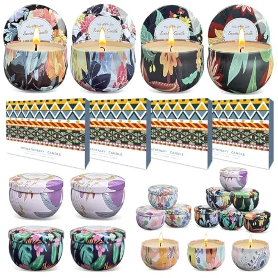 Scented Candles Gifts Set 48 Pack Soy Wax Travel Tin Jar Candles for Home 2.5 OZ for Mom for Christmas, Home Scented Decoration