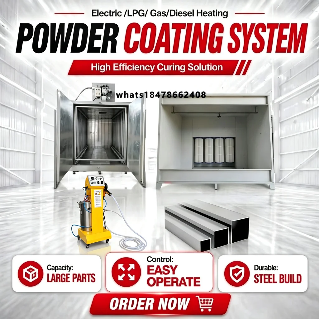Manual Electrostatic Powder Coating Machine Powder Coating System Spray Booth with Painting Curing Oven for Steel Substrate