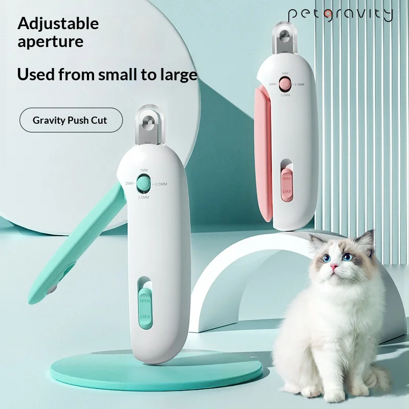 Push‑Pull Pet Nail Clipper Adjustable Round Hole Blind Cut Cat Nail Cutter Safe Avoid Cutting Quick Bloodline for Kitten Puppy