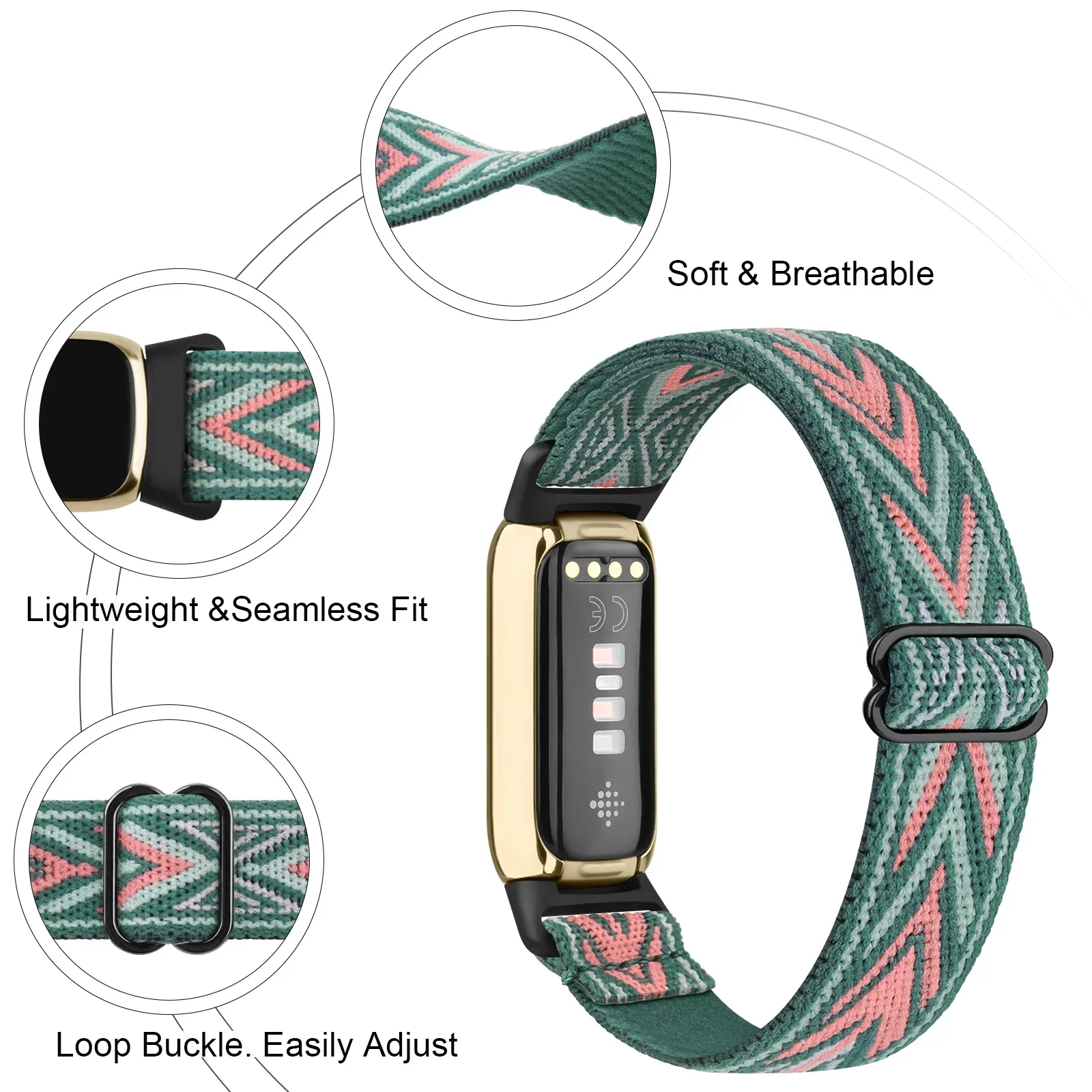 Elastic Bracelet for Fitbit Luxe Strap Sof Watch Band Replacement for Fitbit Luxe Smartwatch Band Adjustable WristBand Watchband