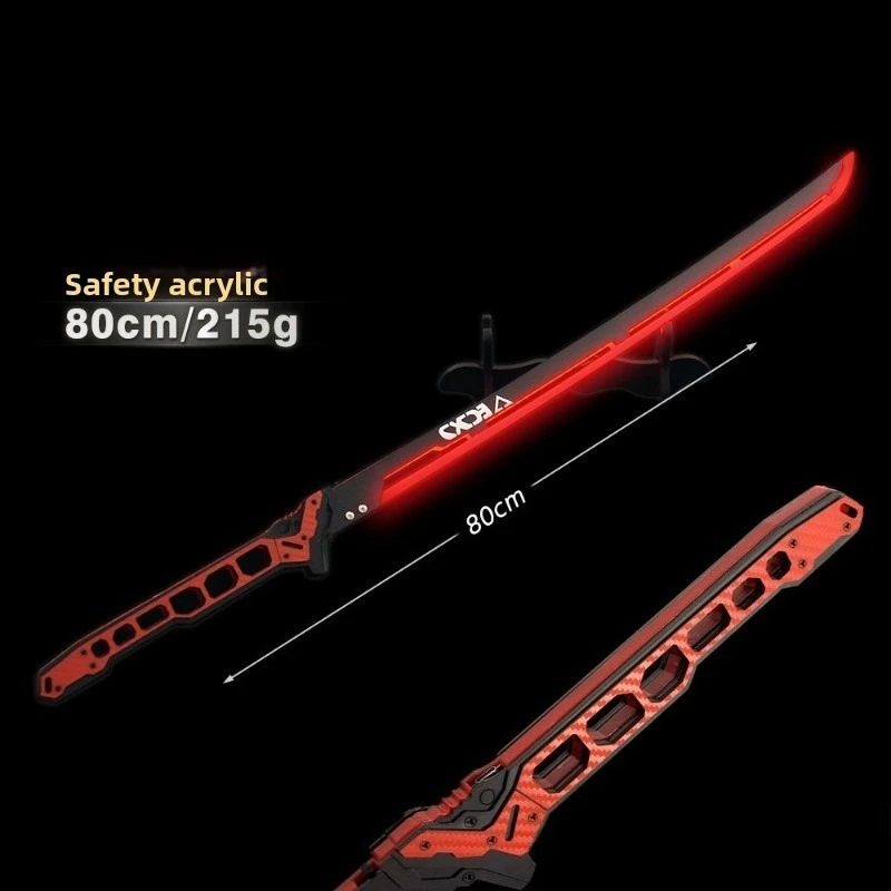ดาบอะคริลิกเรืองแสงขนาด 80 ซม./31.5 นิ้ว ดาบคาตานะแบบใช้ความร้อน ของเล่นคอสเพลย์ อุปกรณ์ประกอบฉากงานปาร์ตี้ ของเล่นเด็กผู้ชาย