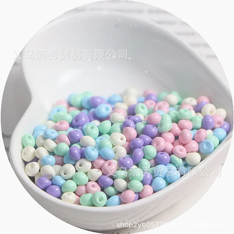 5mm oil painting solid color water droplet rice bead handmade DIY bracelet necklace accessories bead material 125 pieces