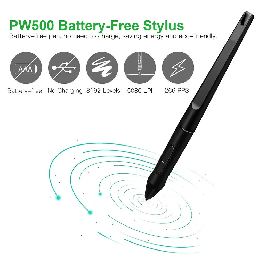 For HUION PW500 8192 KAMVAS Pro 22 Inspiroy Q11K V2 Q620M GT-221 GT2201 Battery-free Stylus Graphic Tablet Drawing Digital Pen