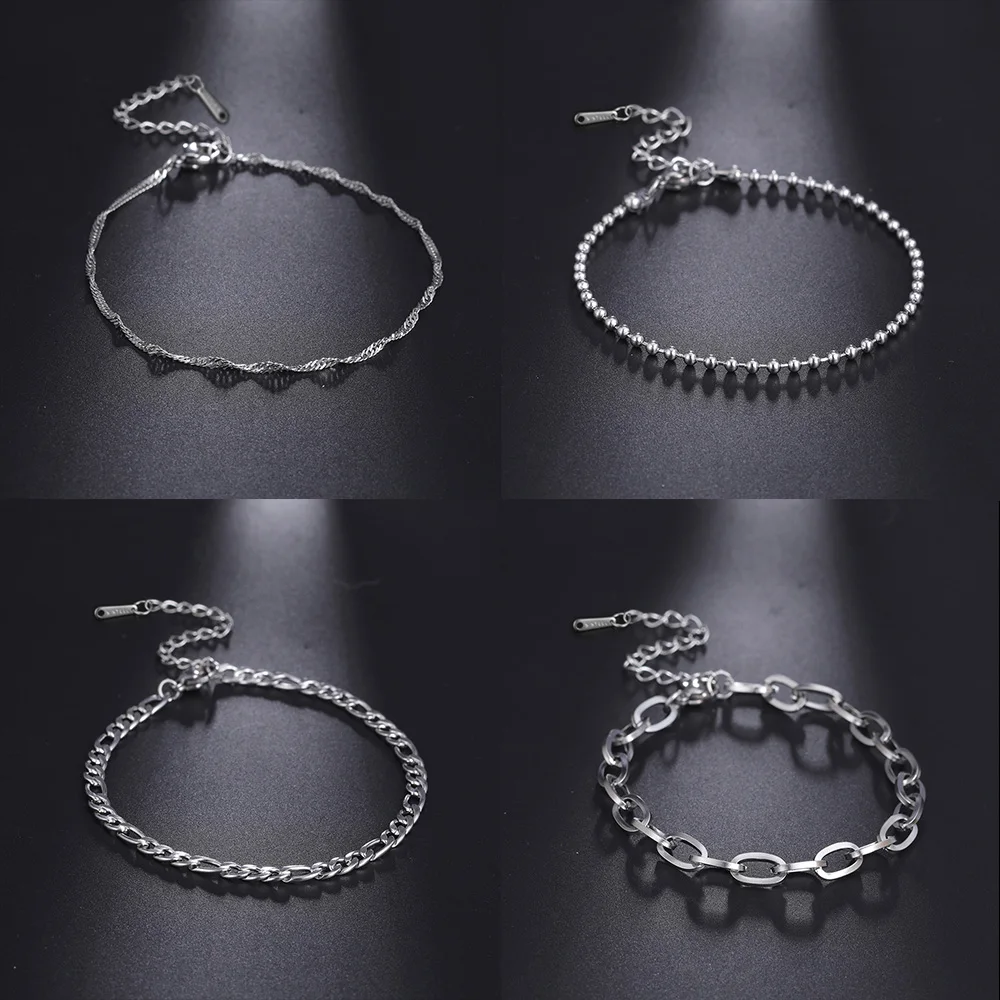 Bracelet Simple en acier inoxydable pour hommes et femmes, chaîne ondulée, chaîne Figaro, bijoux à la mode pour femmes, cadeaux de fête