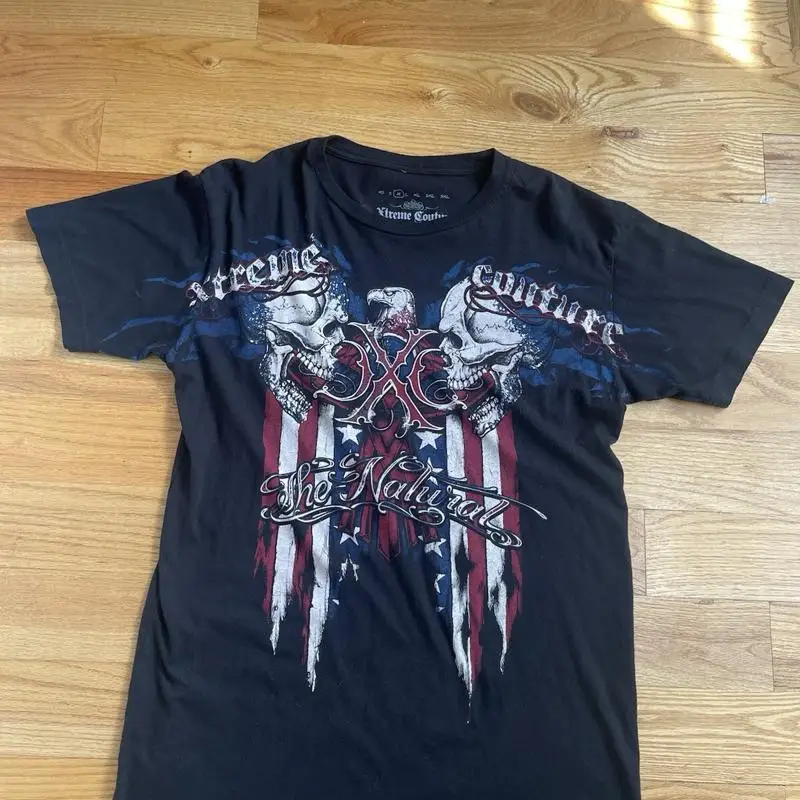 

Рубашка Xtreme Couture мужская среднего размера черная Y2K Vintage NWOT Jesse Pinkman Cybergoth