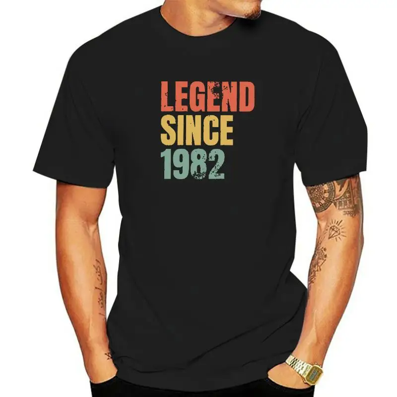 Camiseta Retro de regalo de cumpleaños para hombre, camiseta de ocio de algodón puro con cuello redondo, camiseta de manga corta Legend Since 1982, ropa informal