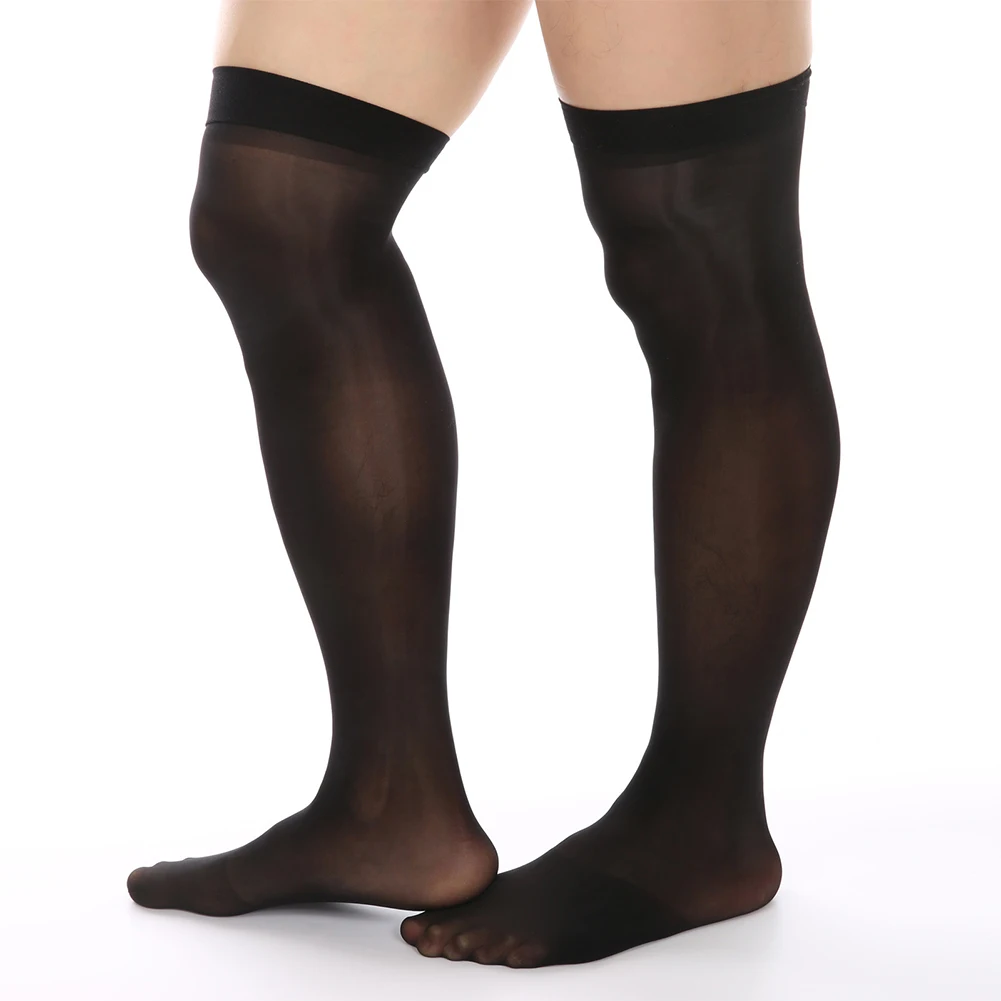 

Men's Oil Shiny Thin Ice Stocks Summer Breathable Stretchy Knee High Long Socks Hoisery Sheer Pantyhose Stockings