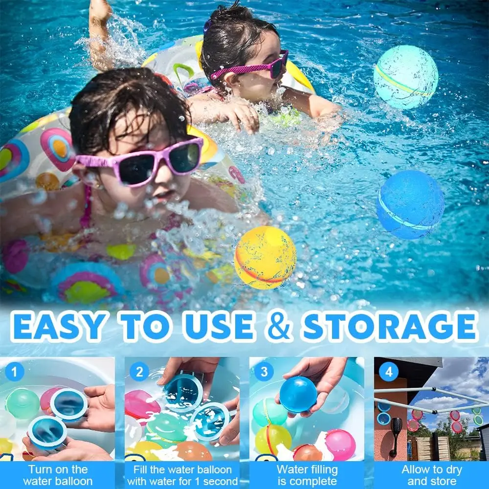 1-12 Packลูกบอลน้ําแบบใช้ซ้ําได้,Self-Seal Fastพองลูกบอลน้ําซิลิโคน,ฤดูร้อนสระว่ายน้ําชายหาดกิจกรรมกลางแจ้งน้ําของเล่น