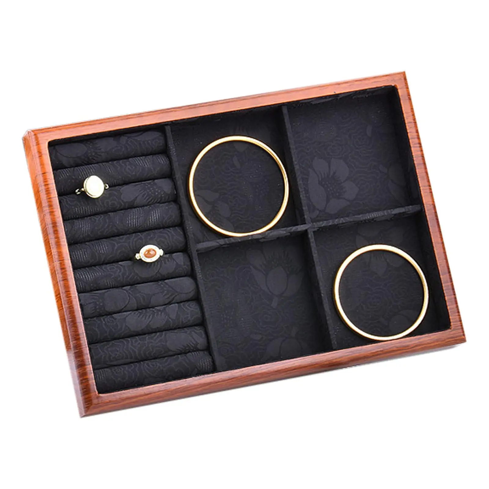 صينية مجوهرات خشبية محمولة، حامل مجوهرات رائع، تنظيم مجوهرات أنيقة لعرض الخاتم والأقراط والقلادة #2