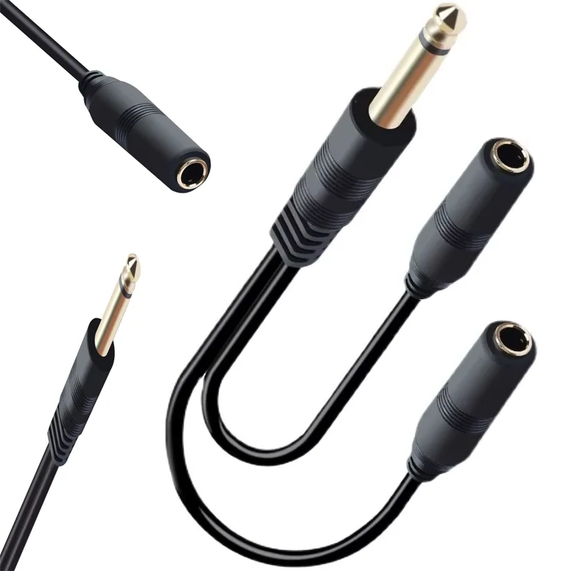 

6.35mm Stereo Audio Splitter Cable Single Dual Sound Channel Mono Jack Male to Female Plug Adapter Speaker Cord Converter Wire