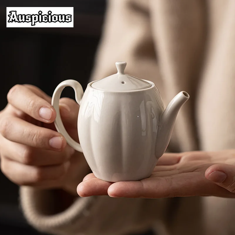 100ml Handcrafted Grass Wood Gray Teapot Creative Petal Sketch Pot Household Zen Tea Soaking Kettle Cafes Supplies Collection