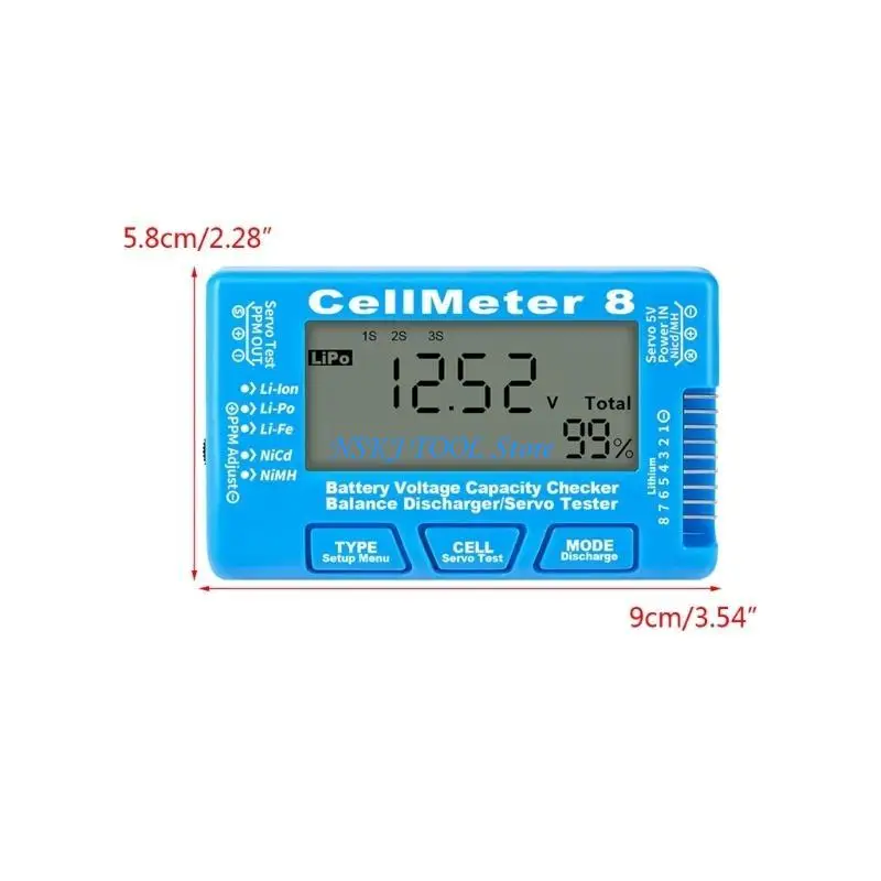 L8RC Digital Battery Checker ABS-Cell Meter 8 Capacity Tester Checking Tools