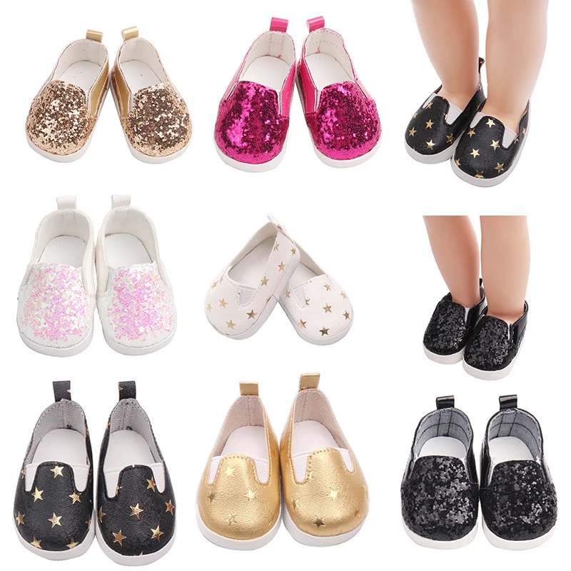 18 Inch Doll Girl Fisherman Shoes with Fine Sequins, Fashionable and Simple Fisherman Shoes with Star Elements, Shoe Doll Access