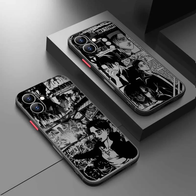 

Attack on Titan Comics Phone Case For Apple iPhone 17 16 15 14 13 12 11 Air Pro Max Plus Mini Frosted Translucent