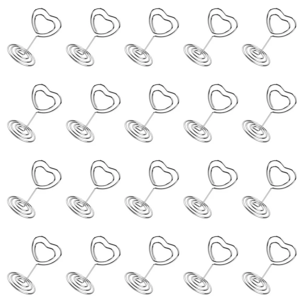 

20pcs Heart Shaped Metal Memo Clips Stand for Table Number Holders Picture Clips Cards Paper Note Rose Gold 50mm Sturdy Compact