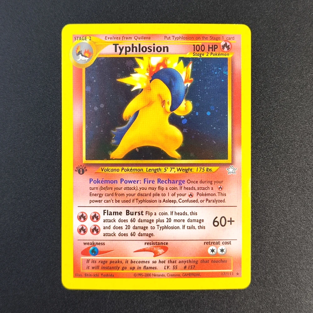 ذاتية الصنع الوكيل PTCG الإنجليزية نيو جينيسيس الطبعة الأولى Typhlosion Meganium Jumpluff هولو لعبة هواية جمع بطاقة لعبة